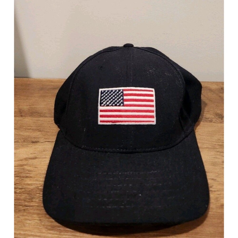 Vtg American Flag Hat Blue Adjustable Strapback Baseball Cap USA American Needle